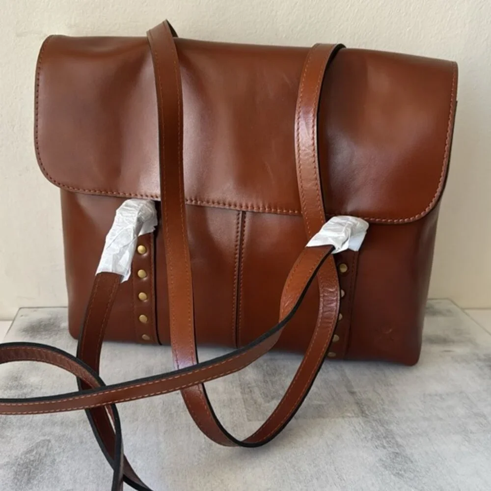 PATRICIA NASH Tan Heritage Leather Amersham Multi Pocket Messenger Bag